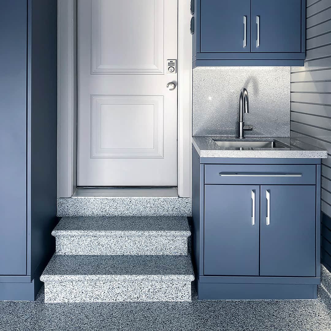 floor coating and garage steps by Garage Living