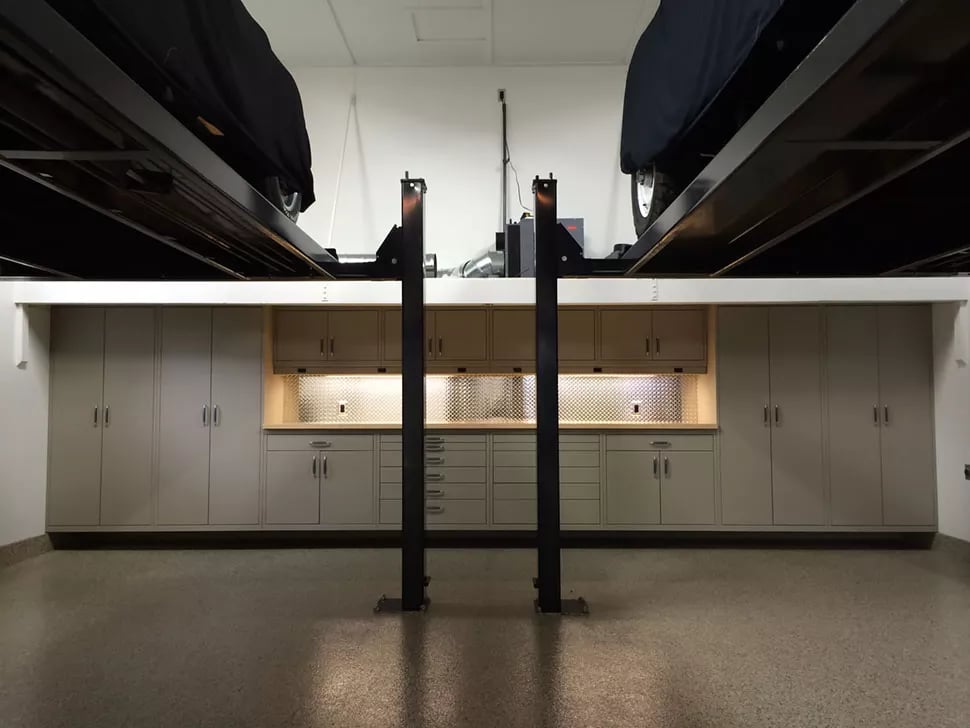 Car lifts and Custom Steel by Garage Living 